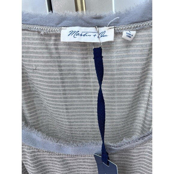 NWT Martin + Osa Women's Racerback Tunic Top Sz L Tan Silver Striped Elastic Hem - Picture 2 of 8